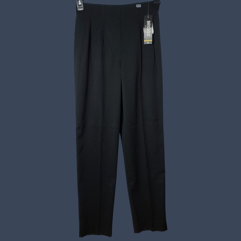 Briggs NY Womens Pleated Straight Dress Pants Black Size 8 - Picture 1 of 16